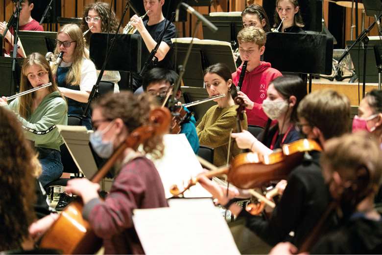  NYO rehearsing for a performance at the Barbican in January 2022