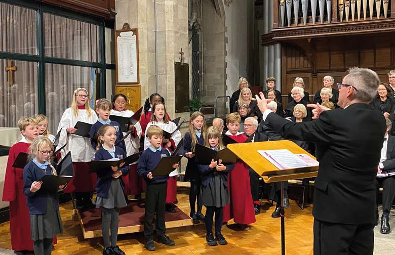 School and church choirs combine in concert with the Purbeck Arts Choir; St Mary's, Swanage, Nov. 2023, conducted by David Fawcett